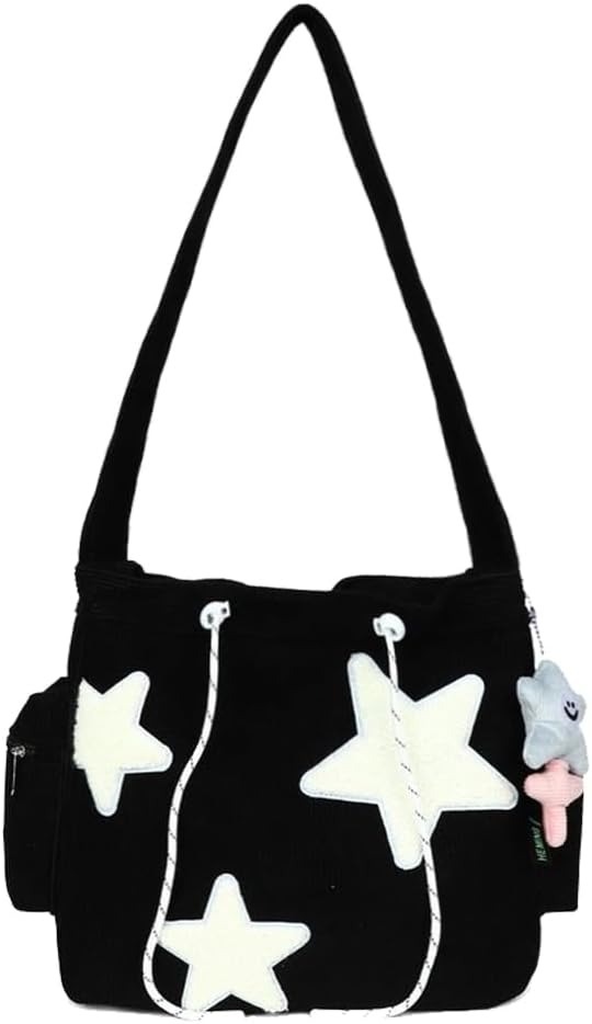 Star Crossbody Bag Women Corduroy Tote Bag Aesthetic Messenger Bag Cute Shoulder Bag Y2K Hobo Bag