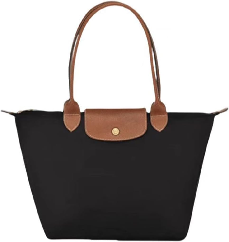 Women's Nylon Tote Bag, Large Capacity Waterproof Shoulder Bags, Spacious Handbag with Metal Zipper & Compartments