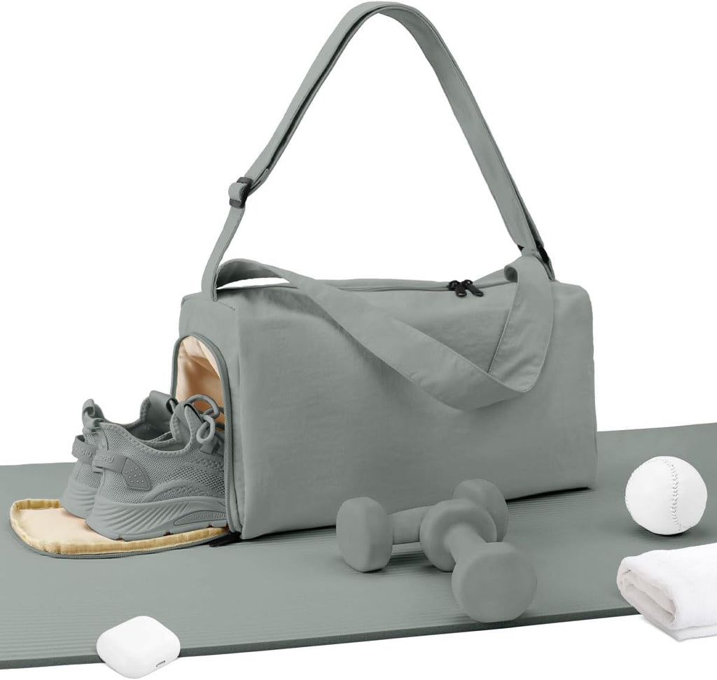 Small Gym Bag for Women with Shoes Compartment, Stylish Duffle Travel Bag for Plane, Lightweight Duffle Bag for Women & Men, Sport Gym Tote Bag with Wet Pocket for Yoga, Pilates, Swimming