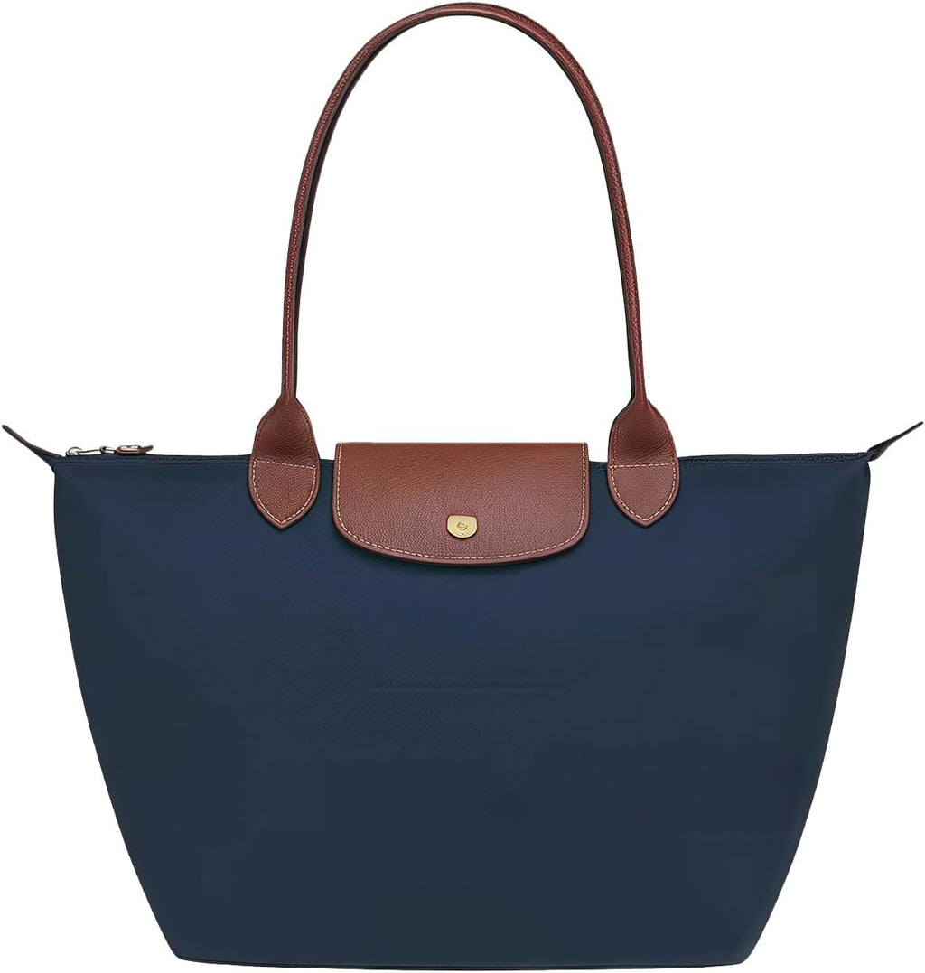 Women's Nylon Tote Bag, Large Capacity Waterproof Shoulder Bags, Spacious Handbag with Metal Zipper & Compartments