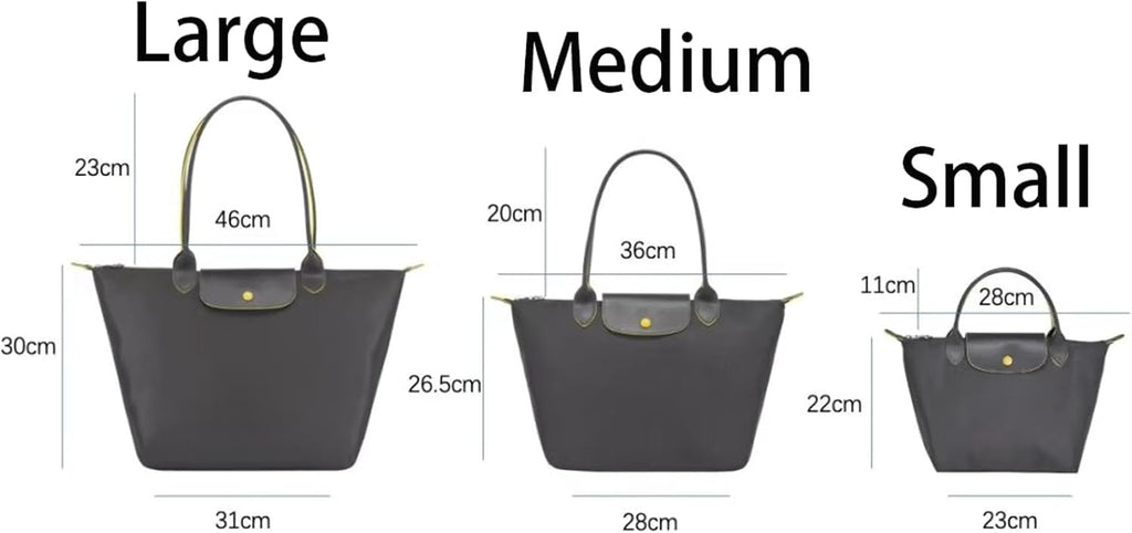 Women's Nylon Tote Bag, Large Capacity Waterproof Shoulder Bags, Spacious Handbag with Metal Zipper & Compartments
