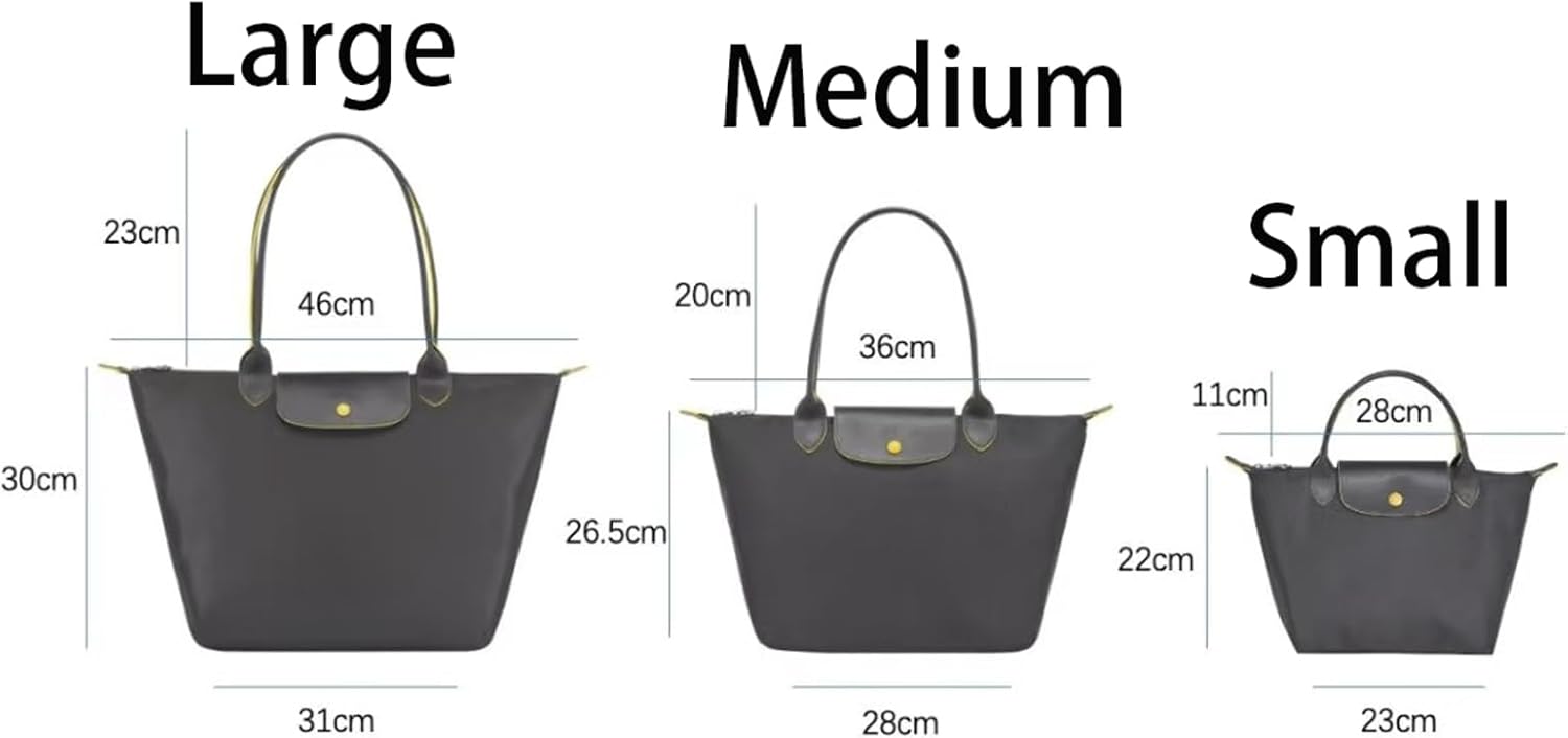 Women's Nylon Tote Bag, Large Capacity Waterproof Shoulder Bags, Spacious Handbag with Metal Zipper & Compartments
