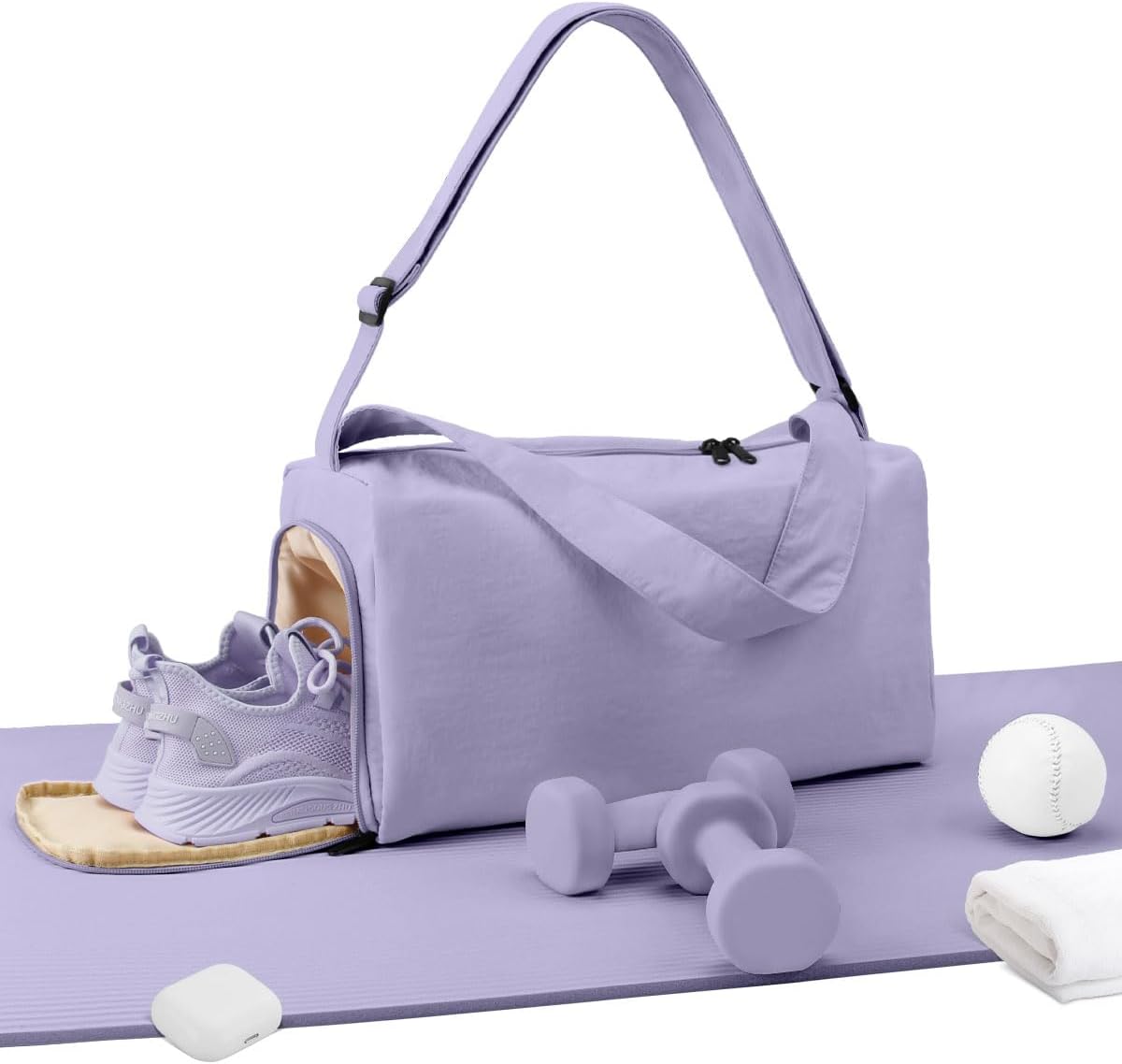 Small Gym Bag for Women with Shoes Compartment, Stylish Duffle Travel Bag for Plane, Lightweight Duffle Bag for Women & Men, Sport Gym Tote Bag with Wet Pocket for Yoga, Pilates, Swimming