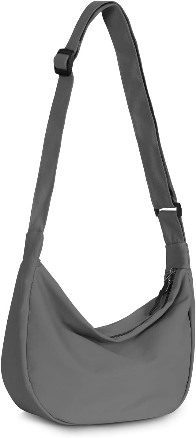 Crossbody Sling Bag for Women Men Trendy, Crescent Bag with Adjustable Strap, 2 Zippers Lightweight