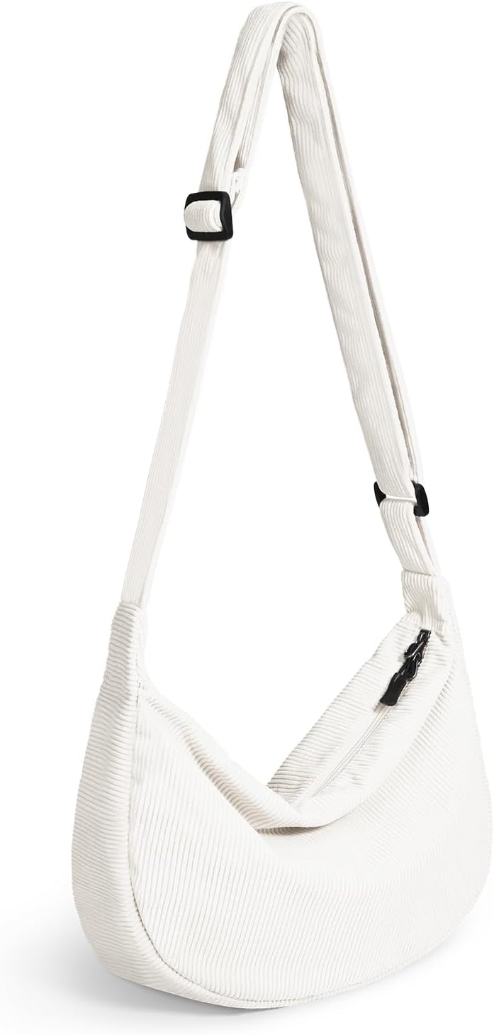 Crossbody Sling Bag for Women Men Trendy, Crescent Bag with Adjustable Strap, 2 Zippers Lightweight