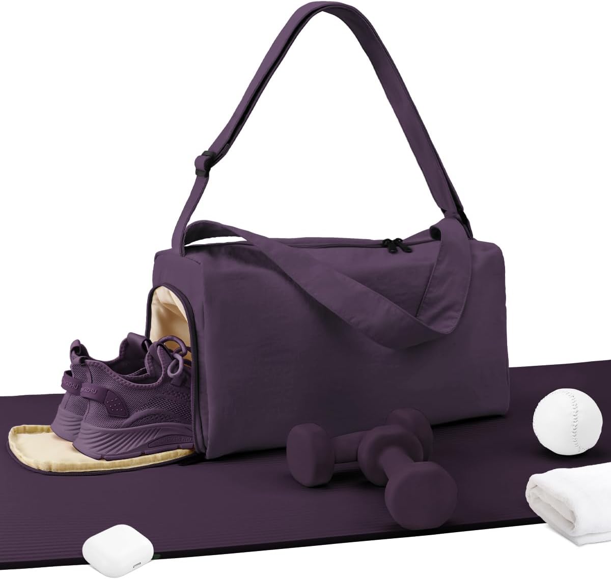 Small Gym Bag for Women with Shoes Compartment, Stylish Duffle Travel Bag for Plane, Lightweight Duffle Bag for Women & Men, Sport Gym Tote Bag with Wet Pocket for Yoga, Pilates, Swimming