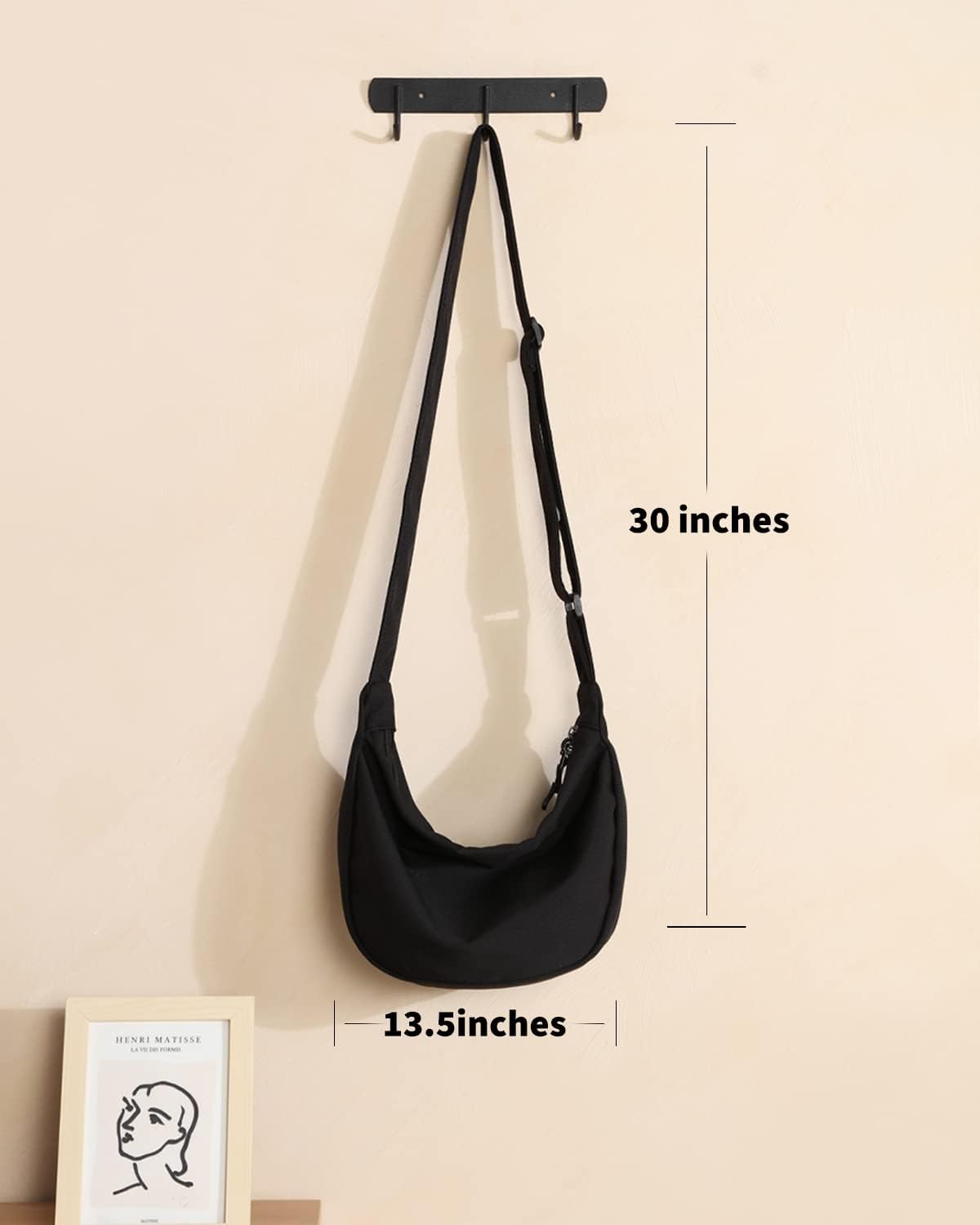 Crossbody Sling Bag for Women Men Trendy, Crescent Bag with Adjustable Strap, 2 Zippers Lightweight
