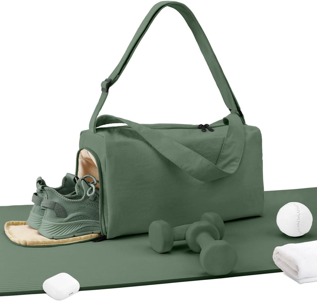Small Gym Bag for Women with Shoes Compartment, Stylish Duffle Travel Bag for Plane, Lightweight Duffle Bag for Women & Men, Sport Gym Tote Bag with Wet Pocket for Yoga, Pilates, Swimming