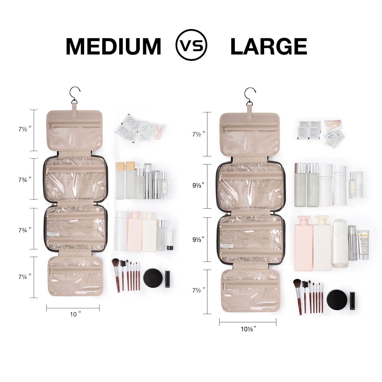 Toiletry Bag Travel Bag with Hanging Hook, Water-resistant Makeup Cosmetic Bag Travel Organizer for Accessories, Shampoo, Full-size Container, Toiletries