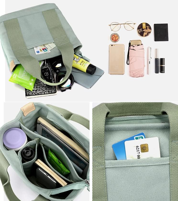 Small Tote Bag with Zipper Tote Bag for Women Canvas Crossbody Bag Shoulder Bag Satchel Hobo Bag Messenger