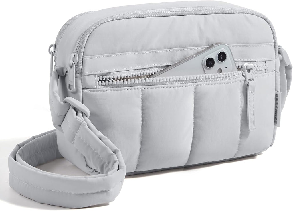 Cross Body Purse, Mini Crossbody Bags for Women Travel Purse, Puffy Shoulder Handbag Wallet with RFID Blocking Slots