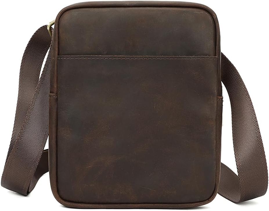 Man Purses and Bags Small, Mini Genuine Leather Messenger and Shoulder Bag for Men with lots of Zipper Pockets | Small, Mini, for Men