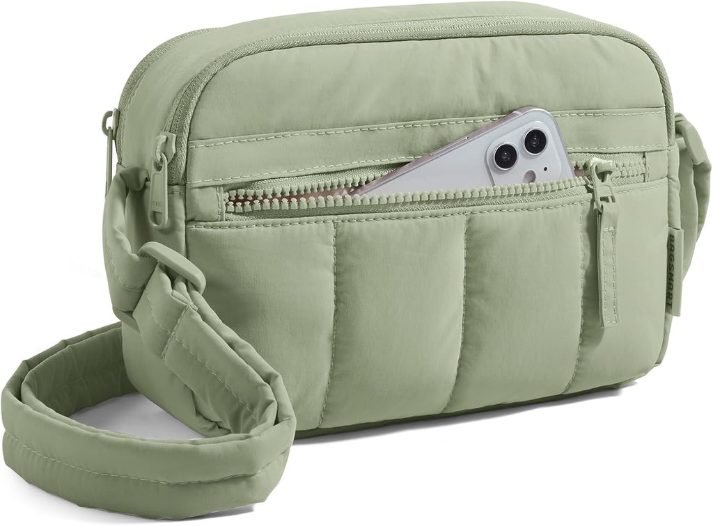 Cross Body Purse, Mini Crossbody Bags for Women Travel Purse, Puffy Shoulder Handbag Wallet with RFID Blocking Slots