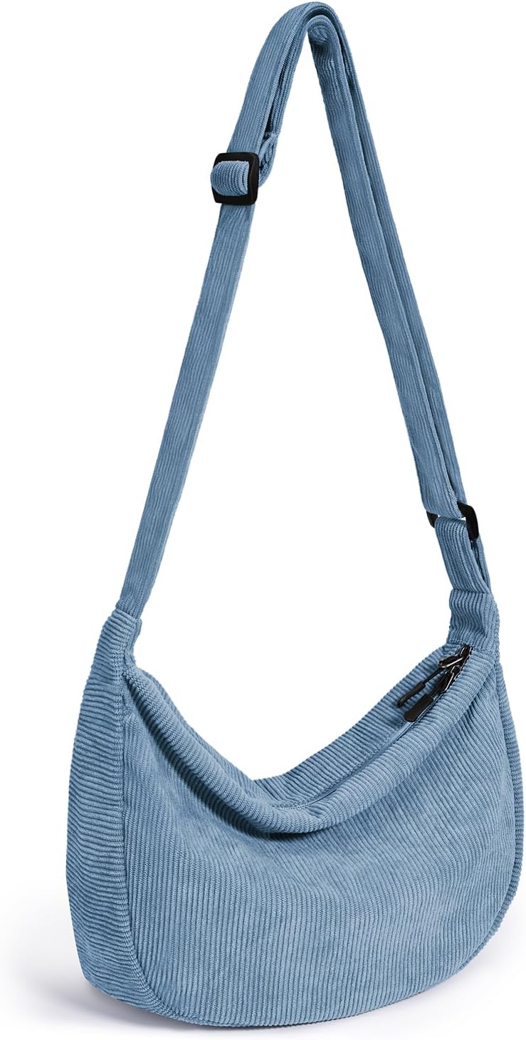 Crossbody Sling Bag for Women Men Trendy, Crescent Bag with Adjustable Strap, 2 Zippers Lightweight