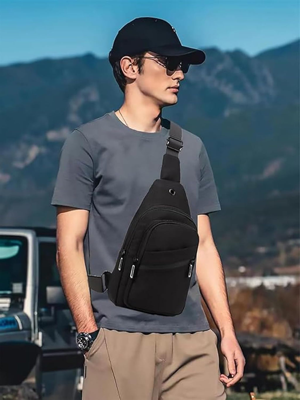 Small Sling Bag for Women Men, Sling Backpack Chest Daypack Crossbody Bag for Travel Outdoor Hiking