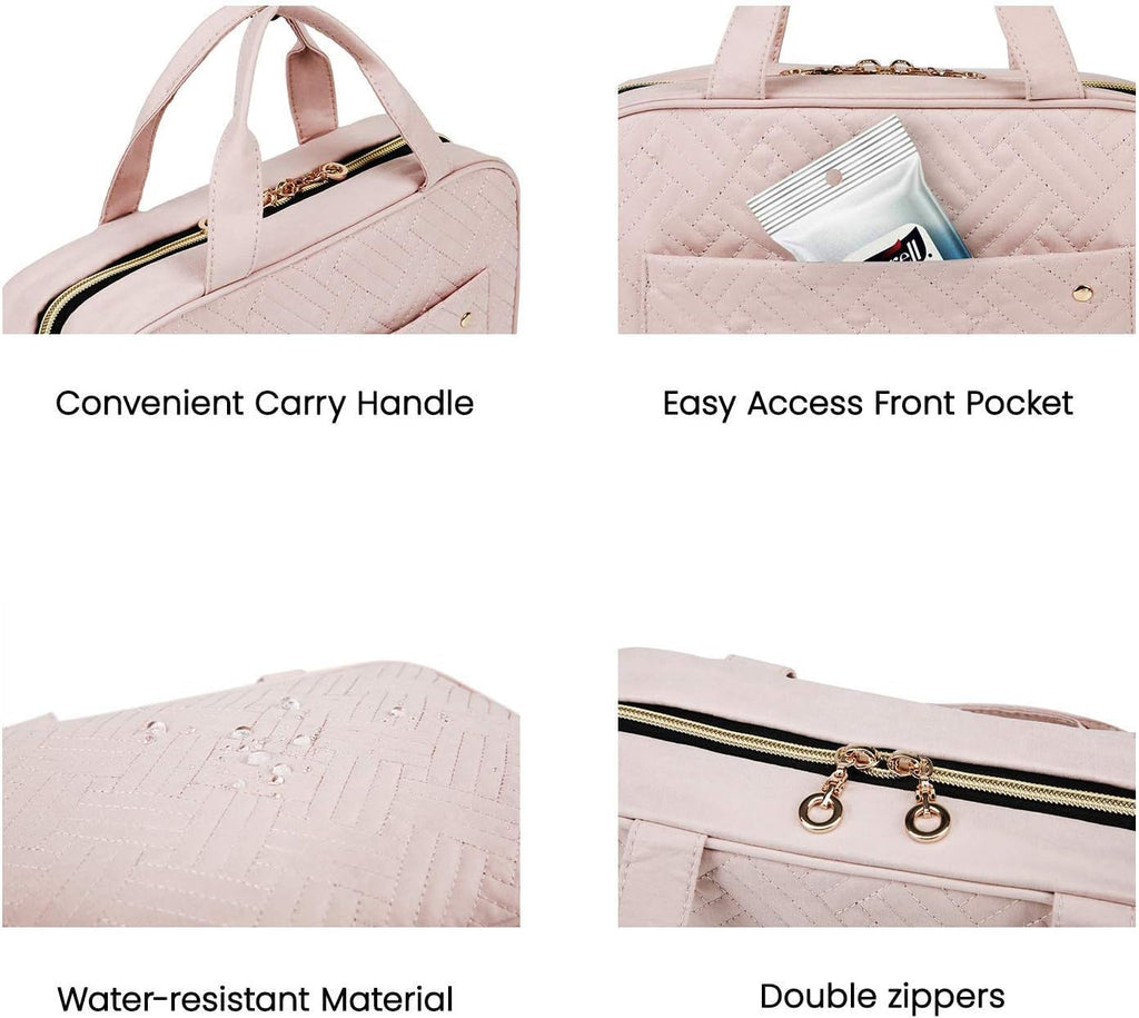 Toiletry Bag Travel Bag with Hanging Hook, Water-resistant Makeup Cosmetic Bag Travel Organizer for Accessories, Shampoo, Full-size Container, Toiletries