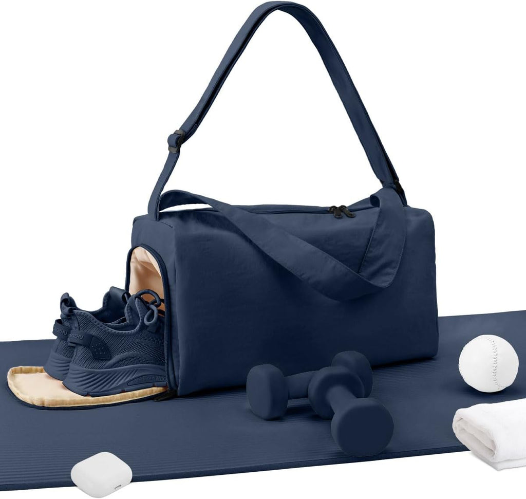 Small Gym Bag for Women with Shoes Compartment, Stylish Duffle Travel Bag for Plane, Lightweight Duffle Bag for Women & Men, Sport Gym Tote Bag with Wet Pocket for Yoga, Pilates, Swimming