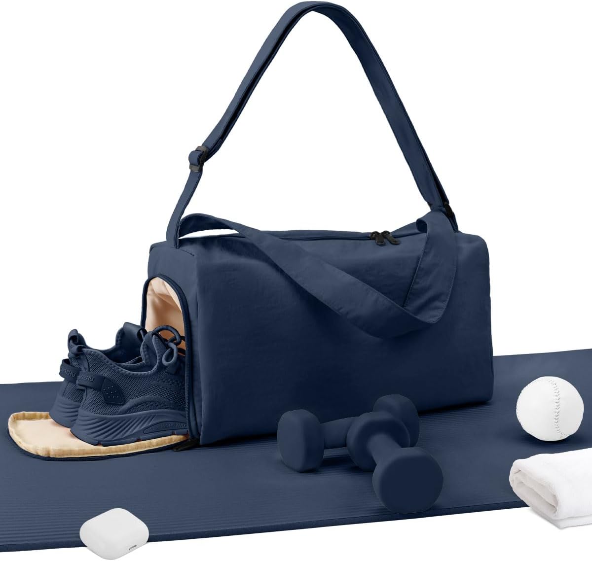 Small Gym Bag for Women with Shoes Compartment, Stylish Duffle Travel Bag for Plane, Lightweight Duffle Bag for Women & Men, Sport Gym Tote Bag with Wet Pocket for Yoga, Pilates, Swimming