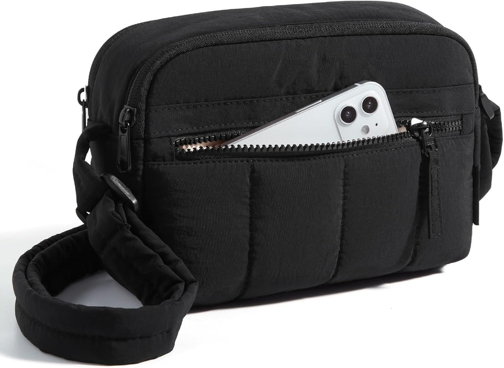 Cross Body Purse, Mini Crossbody Bags for Women Travel Purse, Puffy Shoulder Handbag Wallet with RFID Blocking Slots