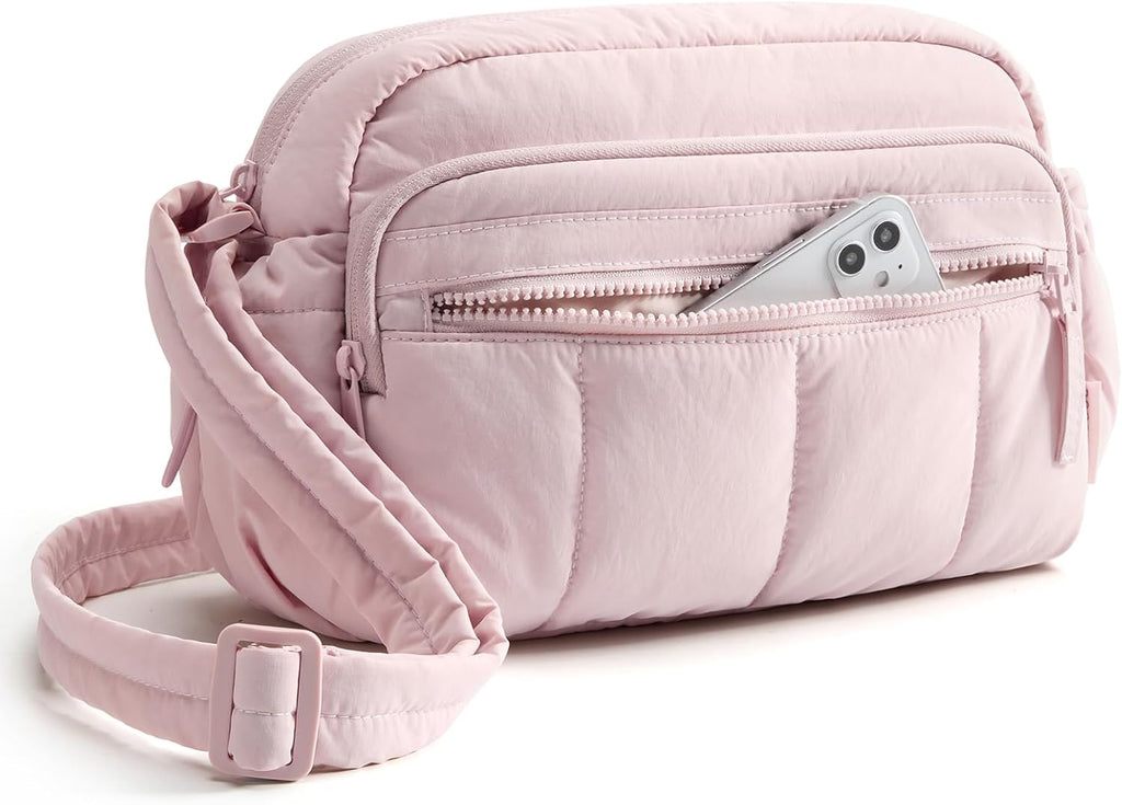 Cross Body Purse, Mini Crossbody Bags for Women Travel Purse, Puffy Shoulder Handbag Wallet with RFID Blocking Slots