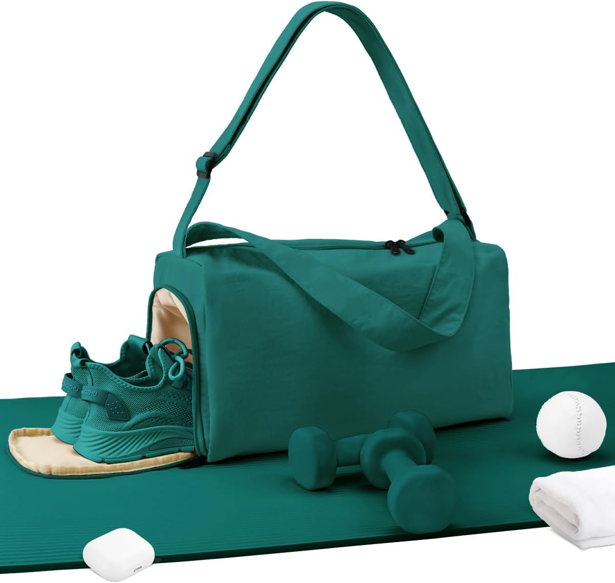 Small Gym Bag for Women with Shoes Compartment, Stylish Duffle Travel Bag for Plane, Lightweight Duffle Bag for Women & Men, Sport Gym Tote Bag with Wet Pocket for Yoga, Pilates, Swimming