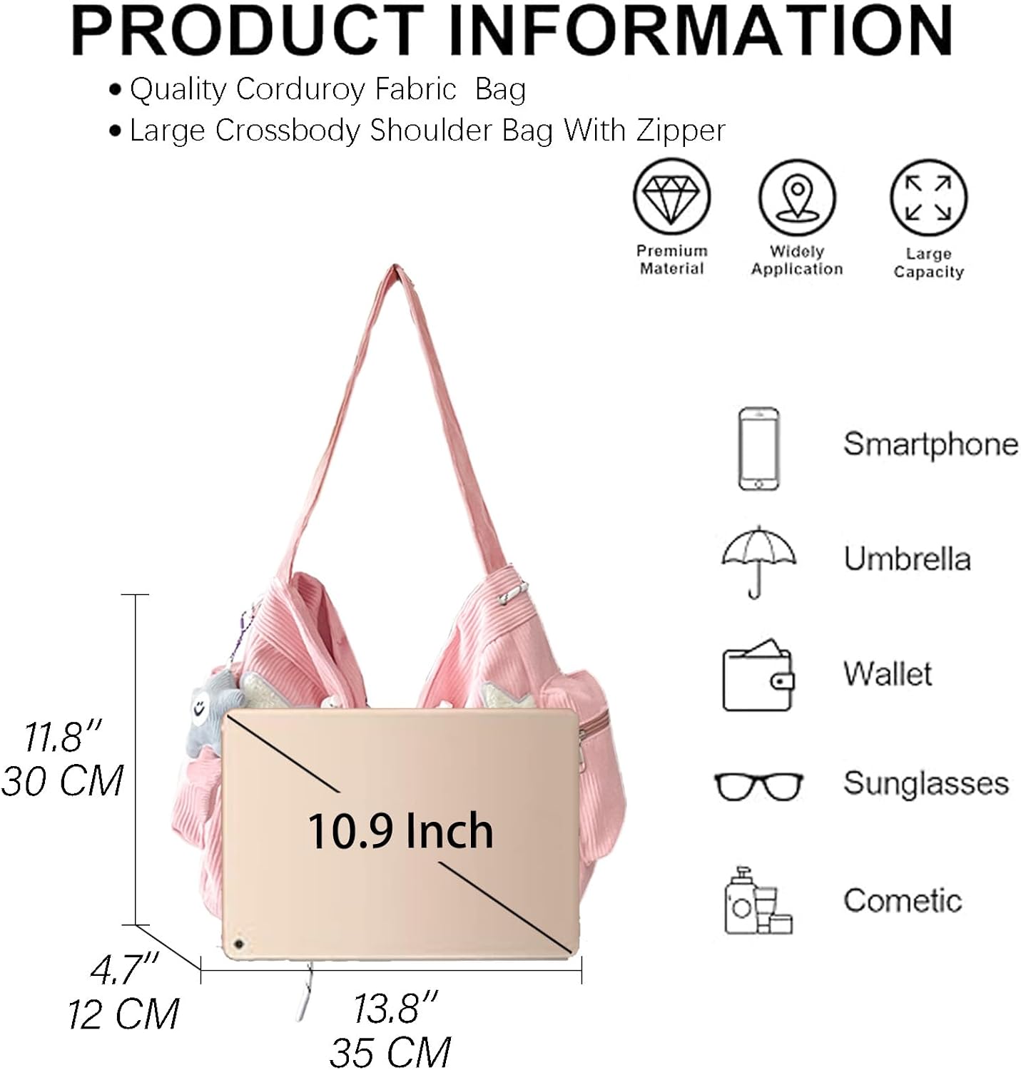 Star Crossbody Bag Women Corduroy Tote Bag Aesthetic Messenger Bag Cute Shoulder Bag Y2K Hobo Bag