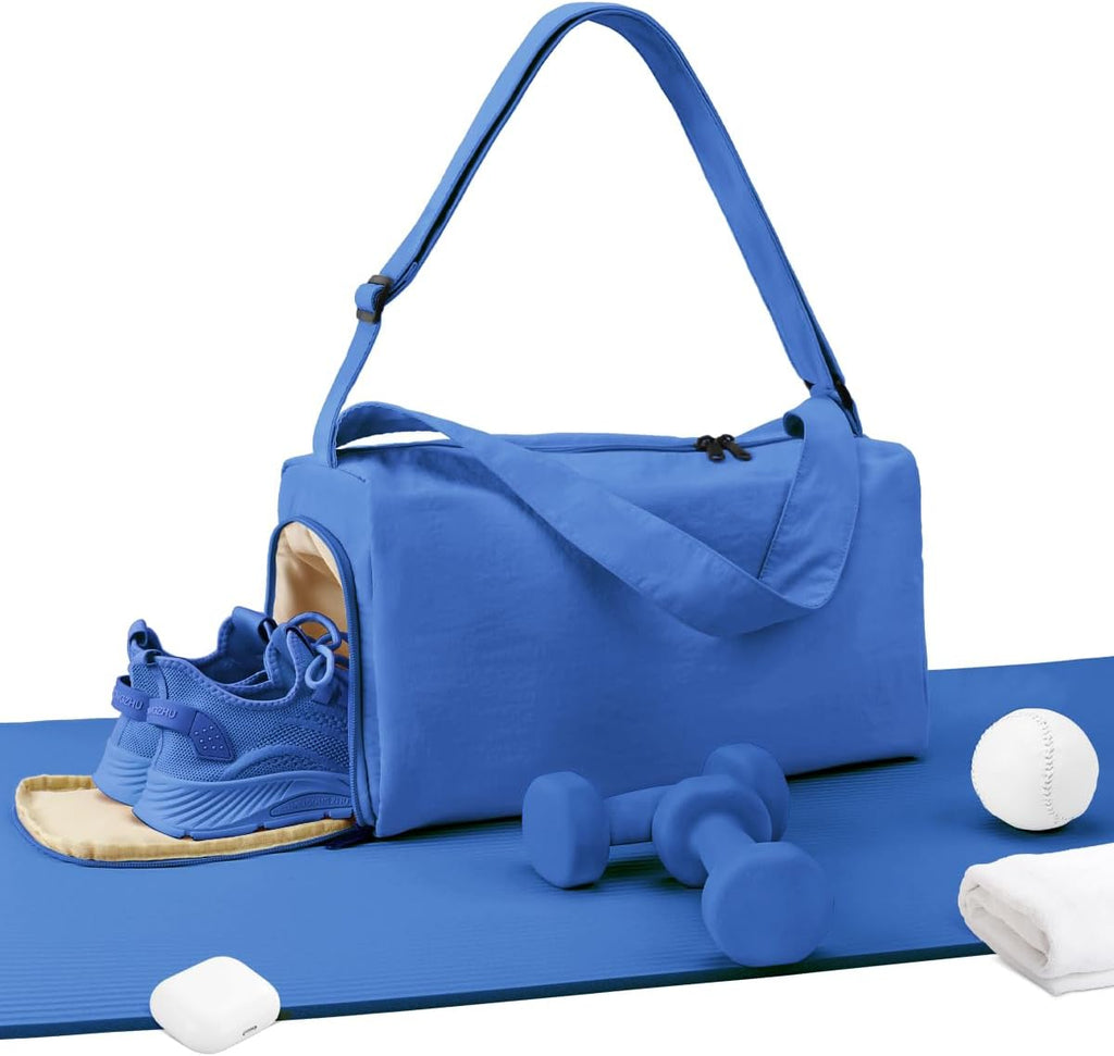 Small Gym Bag for Women with Shoes Compartment, Stylish Duffle Travel Bag for Plane, Lightweight Duffle Bag for Women & Men, Sport Gym Tote Bag with Wet Pocket for Yoga, Pilates, Swimming