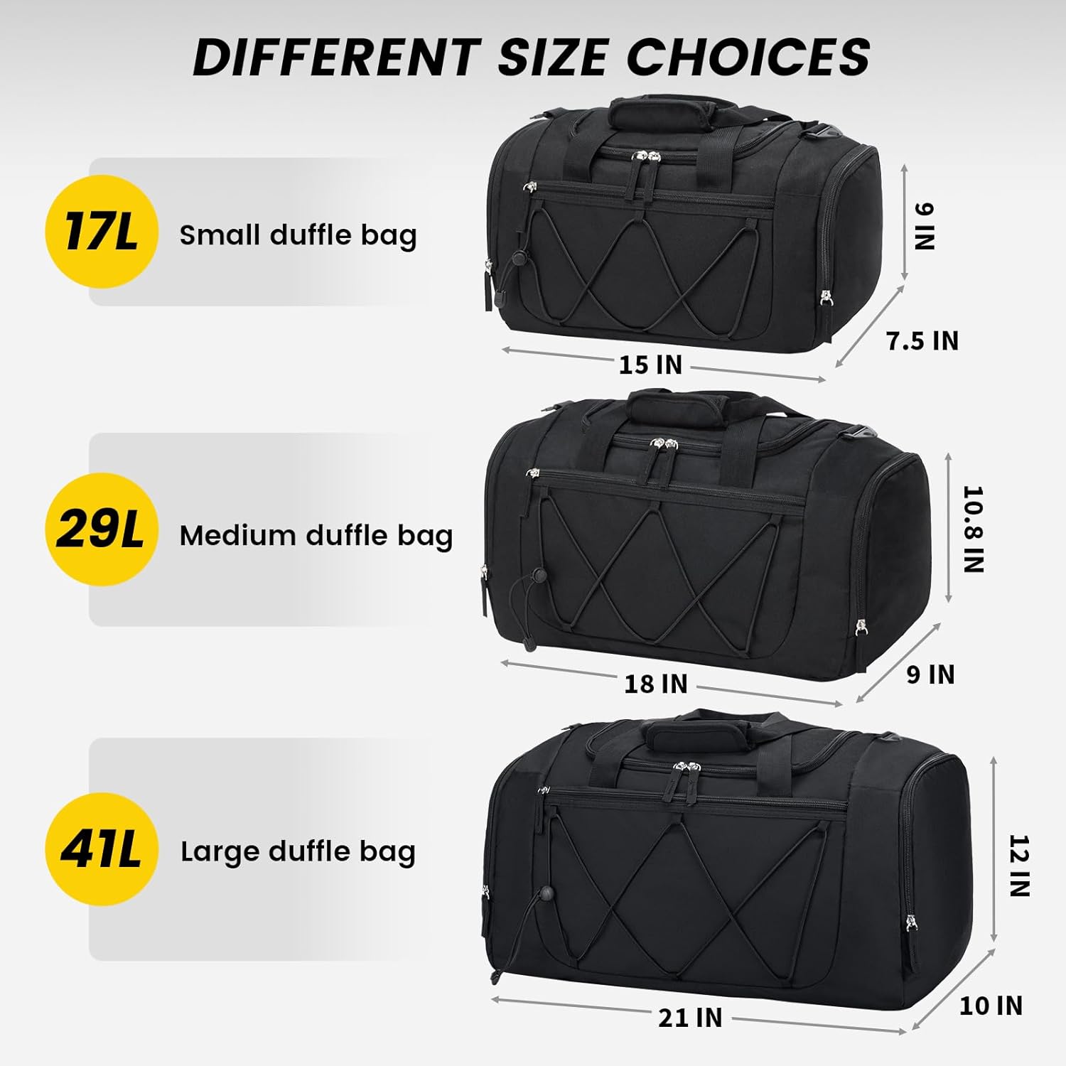 Vorspack Gym Bag for Men - 21 Inches Duffle Bag for Travel Lightweight Duffel Bag with Shoe Compartment Personal Item Travel Bag Weekender Bag for Travel Sports Gym - Black