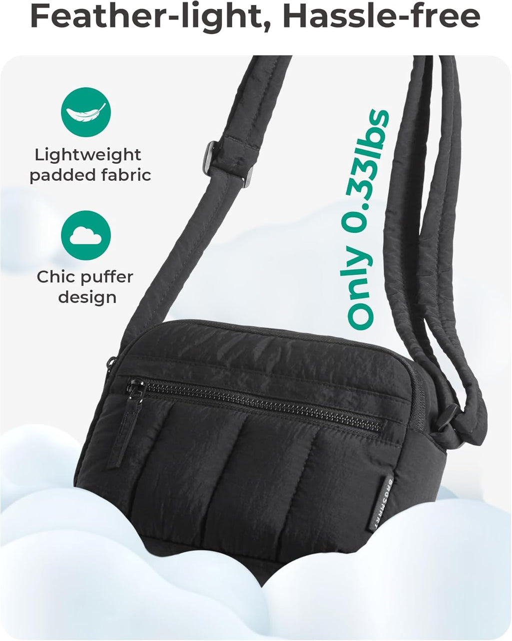 Cross Body Purse, Mini Crossbody Bags for Women Travel Purse, Puffy Shoulder Handbag Wallet with RFID Blocking Slots