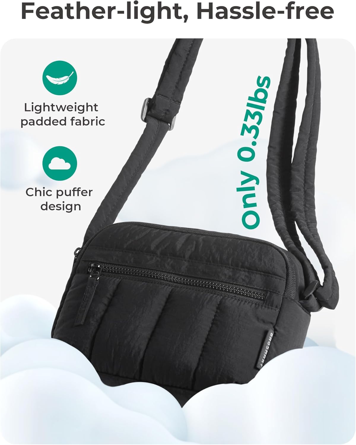 Cross Body Purse, Mini Crossbody Bags for Women Travel Purse, Puffy Shoulder Handbag Wallet with RFID Blocking Slots