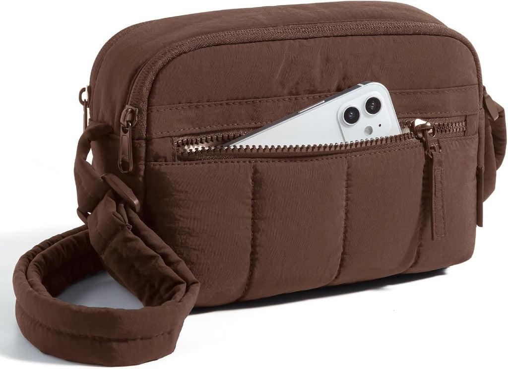 Cross Body Purse, Mini Crossbody Bags for Women Travel Purse, Puffy Shoulder Handbag Wallet with RFID Blocking Slots