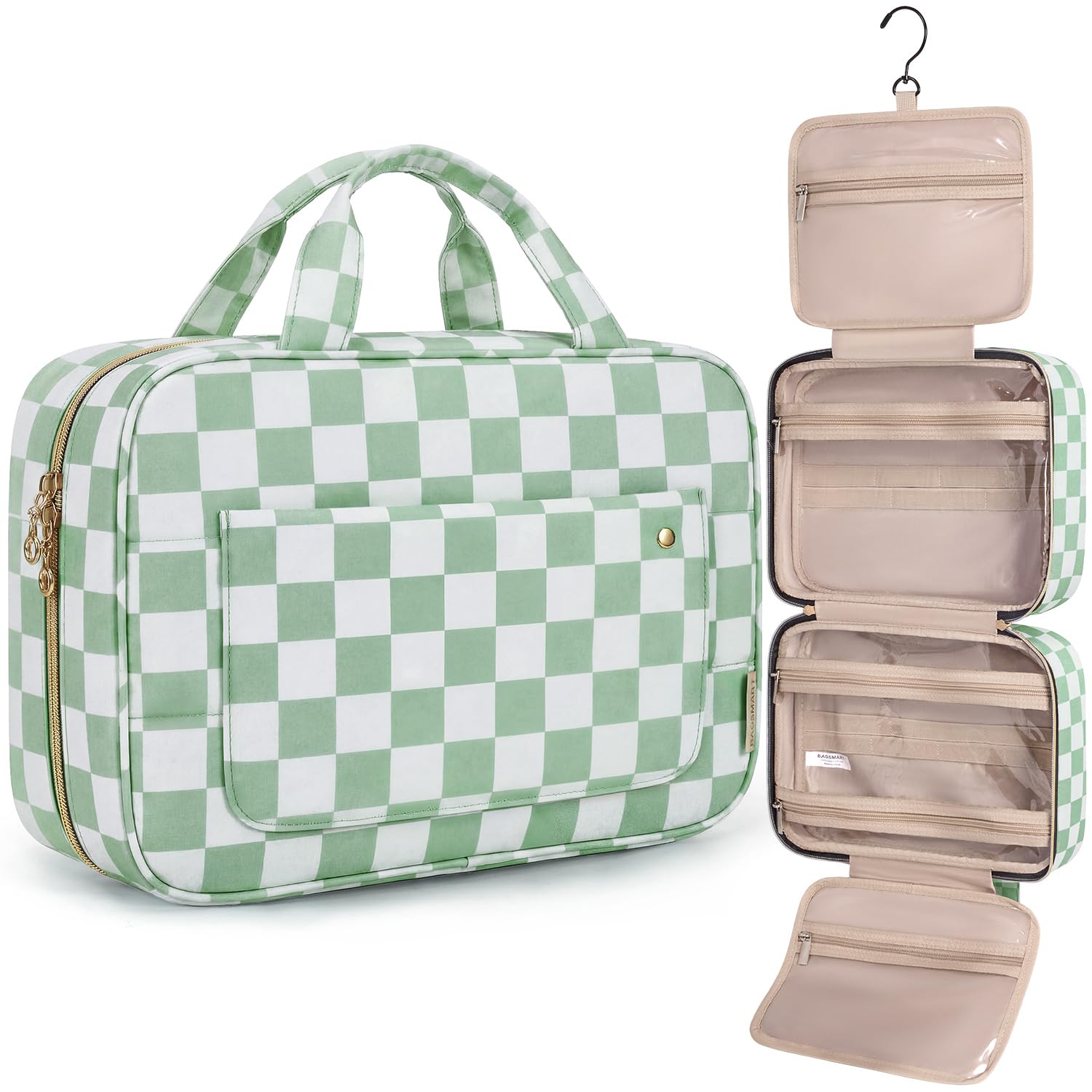 Toiletry Bag Travel Bag with Hanging Hook, Water-resistant Makeup Cosmetic Bag Travel Organizer for Accessories, Shampoo, Full-size Container, Toiletries