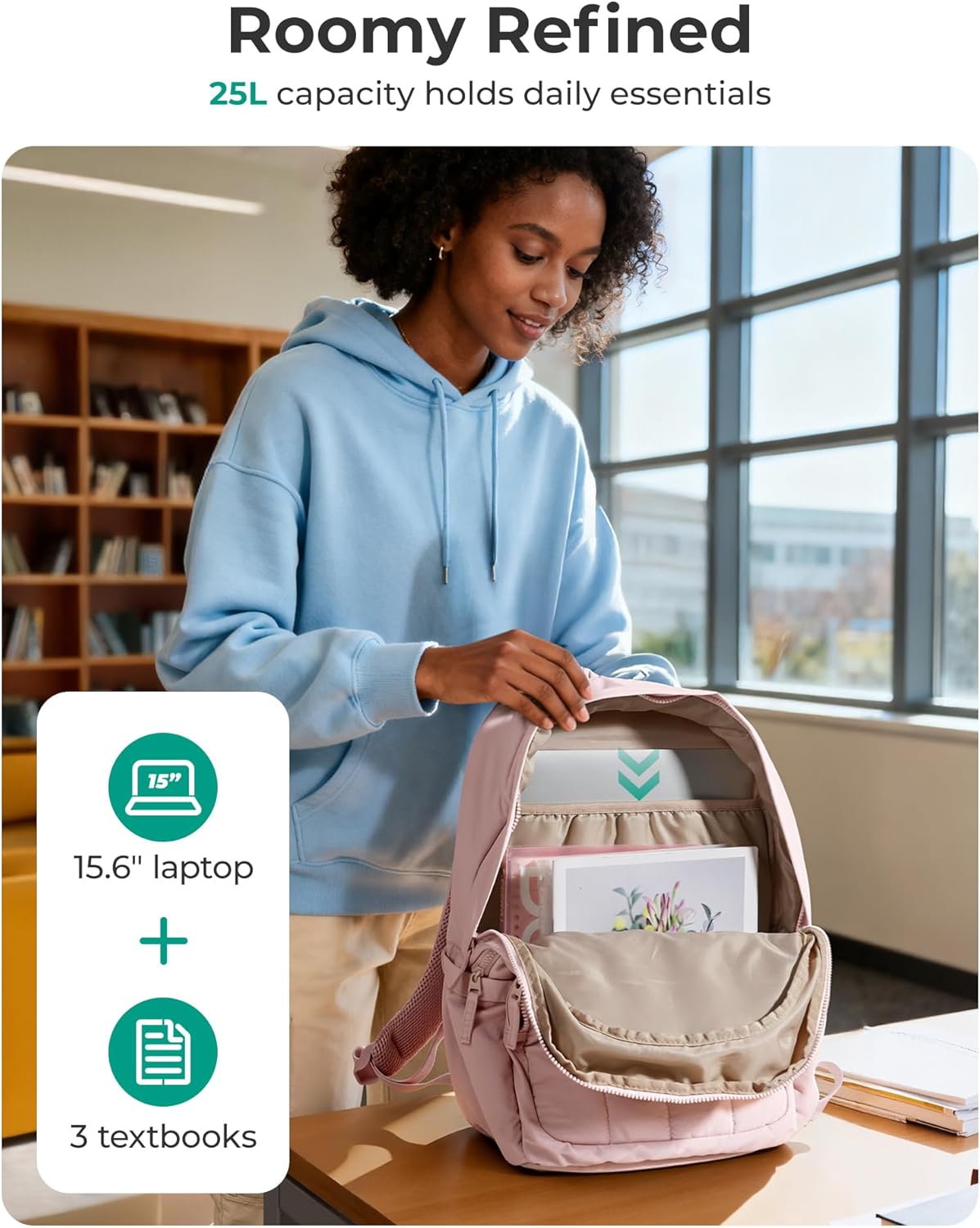 Womens Backpack Small Travel Laptop Backpack for Women, Quilted College Laptop Bookbag, Work Back Pack for Women, Cute Computer Water-Resistant Casual Daypack, Puffer Camel