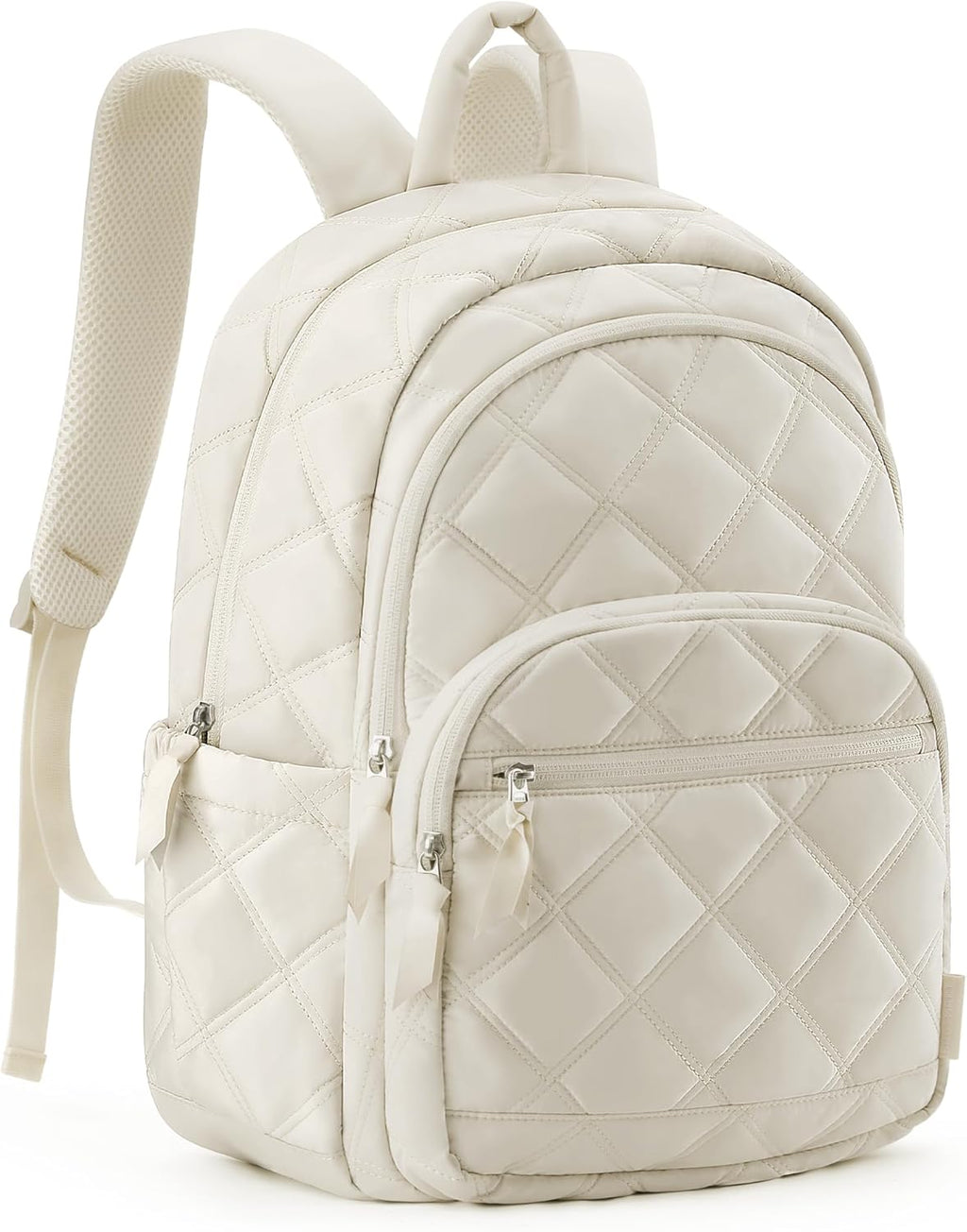 Womens Backpack Small Travel Laptop Backpack for Women, Quilted College Laptop Bookbag, Work Back Pack for Women, Cute Computer Water-Resistant Casual Daypack, Puffer Camel