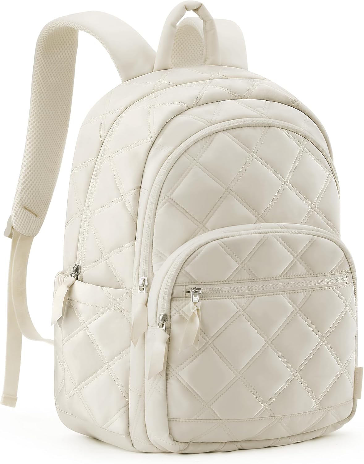 Womens Backpack Small Travel Laptop Backpack for Women, Quilted College Laptop Bookbag, Work Back Pack for Women, Cute Computer Water-Resistant Casual Daypack, Puffer Camel