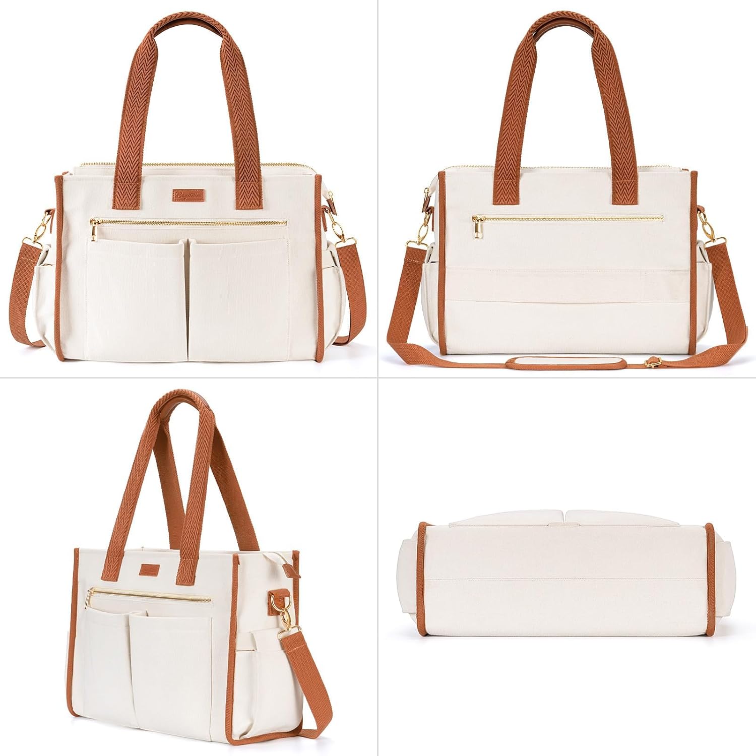 Women's canvas tote bag, crossbody bag, nurse teacher Bible bag, suitable for school, travel, daily use | With shoulder strap and zipper, multiple compartments, can be upright and stably placed, university backpack.