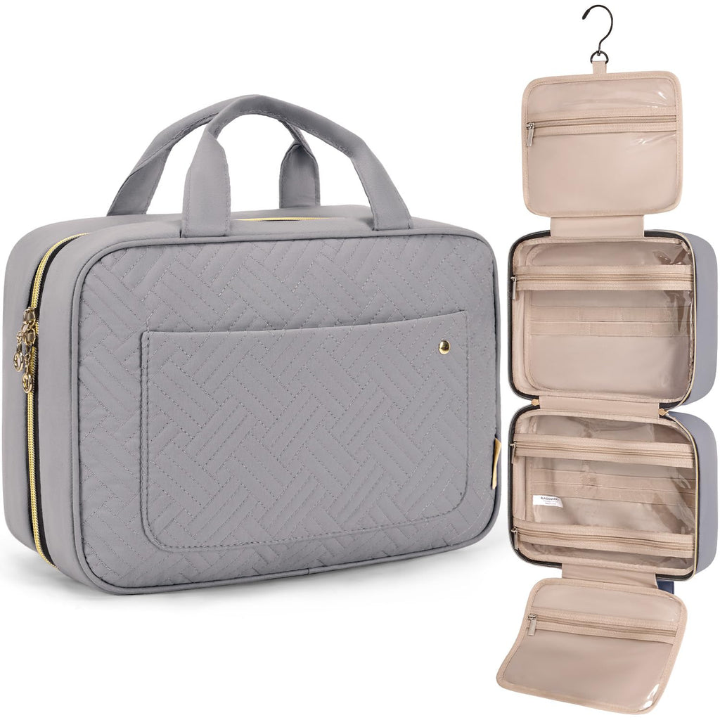 Toiletry Bag Travel Bag with Hanging Hook, Water-resistant Makeup Cosmetic Bag Travel Organizer for Accessories, Shampoo, Full-size Container, Toiletries