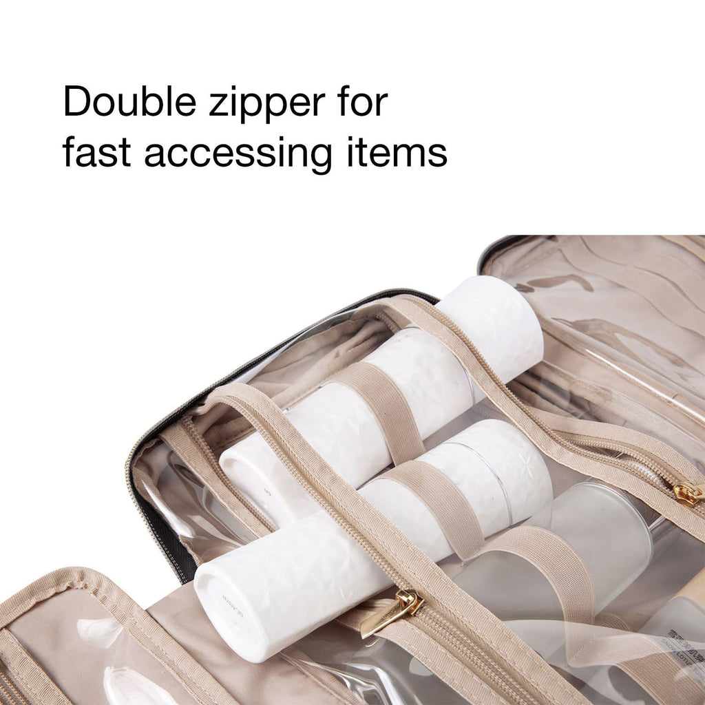 Toiletry Bag Travel Bag with Hanging Hook, Water-resistant Makeup Cosmetic Bag Travel Organizer for Accessories, Shampoo, Full-size Container, Toiletries