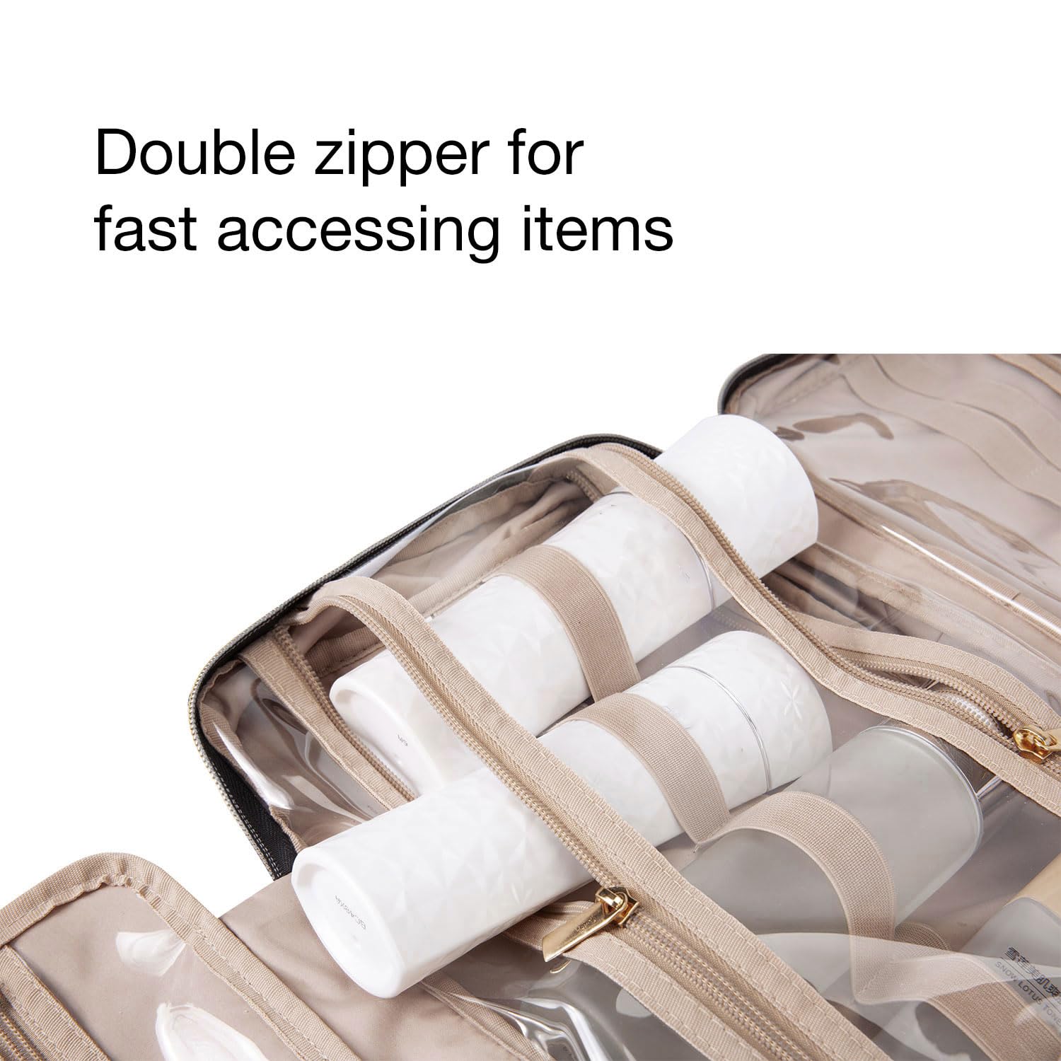 Toiletry Bag Travel Bag with Hanging Hook, Water-resistant Makeup Cosmetic Bag Travel Organizer for Accessories, Shampoo, Full-size Container, Toiletries