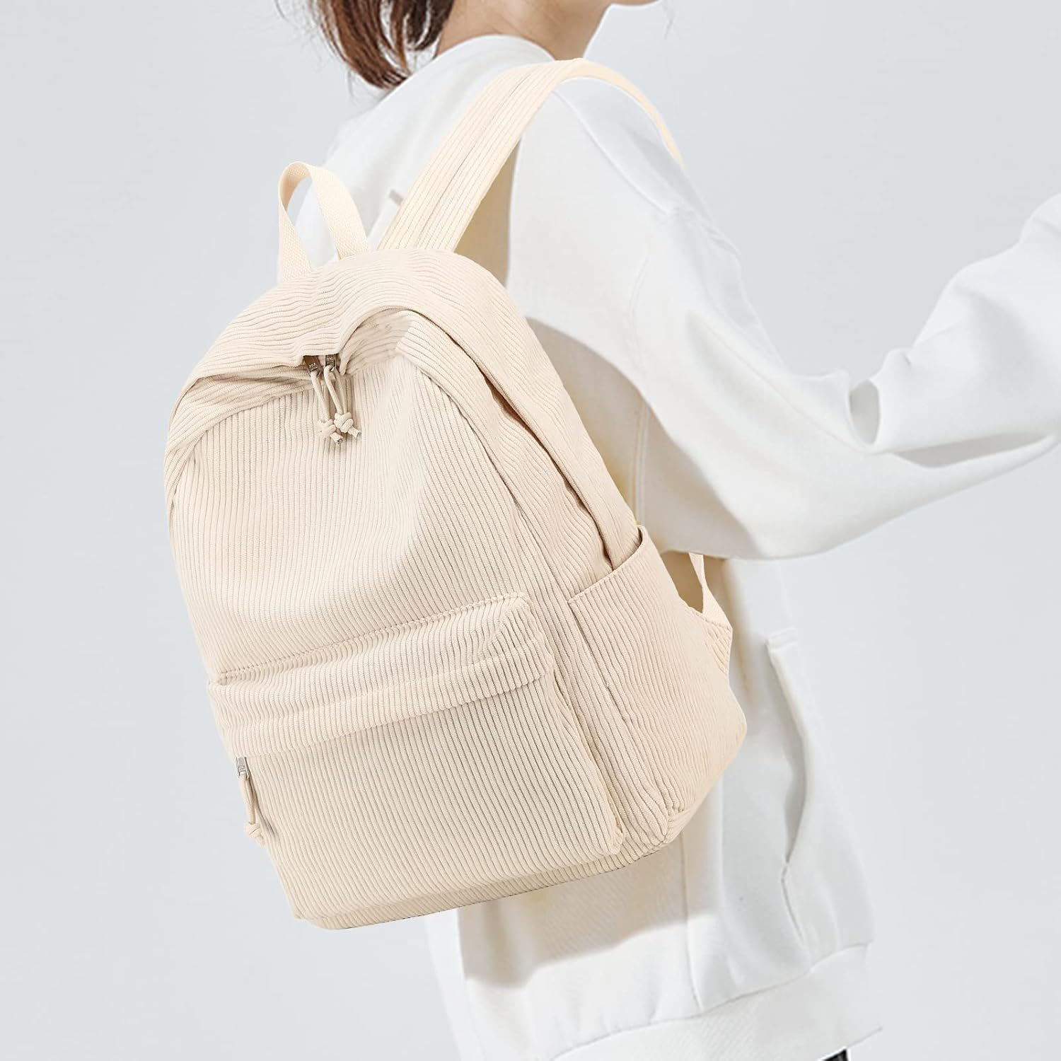 School Backpack for Teens Large Corduroy Bookbag Lightweight 15.6 inch Laptop Bag for Girls Women Casual High School College