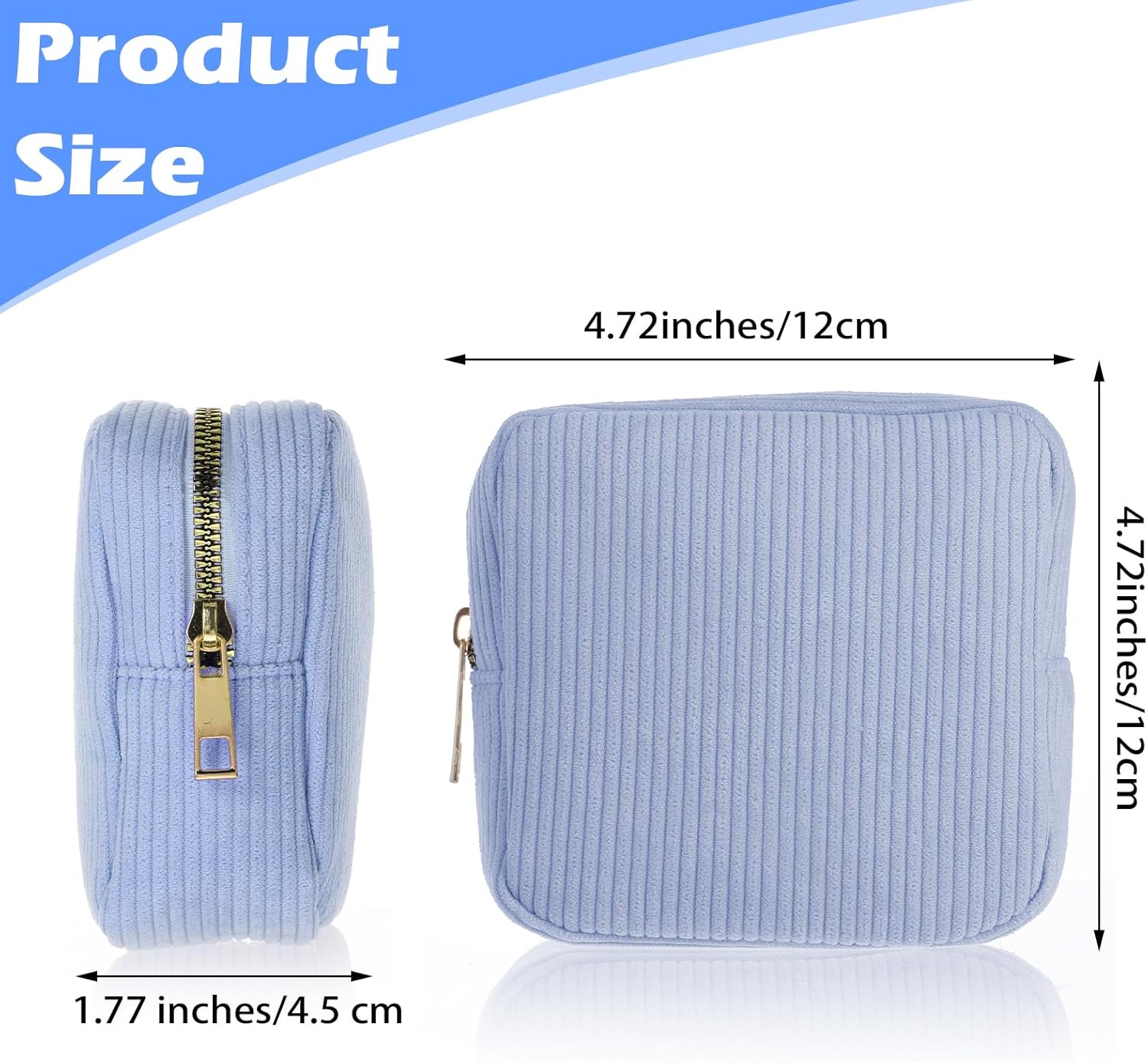 Period Bag for Teen Girls, Corduroy Sanitary Napkin Storage Bag, Cute Cosmetic Pouch for Women with Slip-in Pockets
