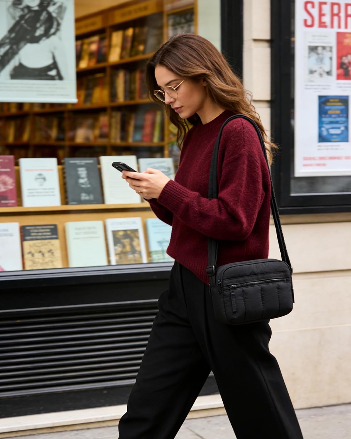 Cross Body Purse, Mini Crossbody Bags for Women Travel Purse, Puffy Shoulder Handbag Wallet with RFID Blocking Slots