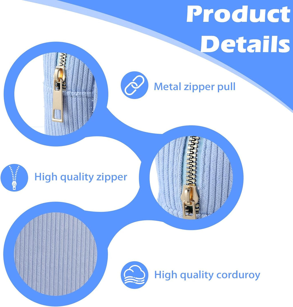 Period Bag for Teen Girls, Corduroy Sanitary Napkin Storage Bag, Cute Cosmetic Pouch for Women with Slip-in Pockets