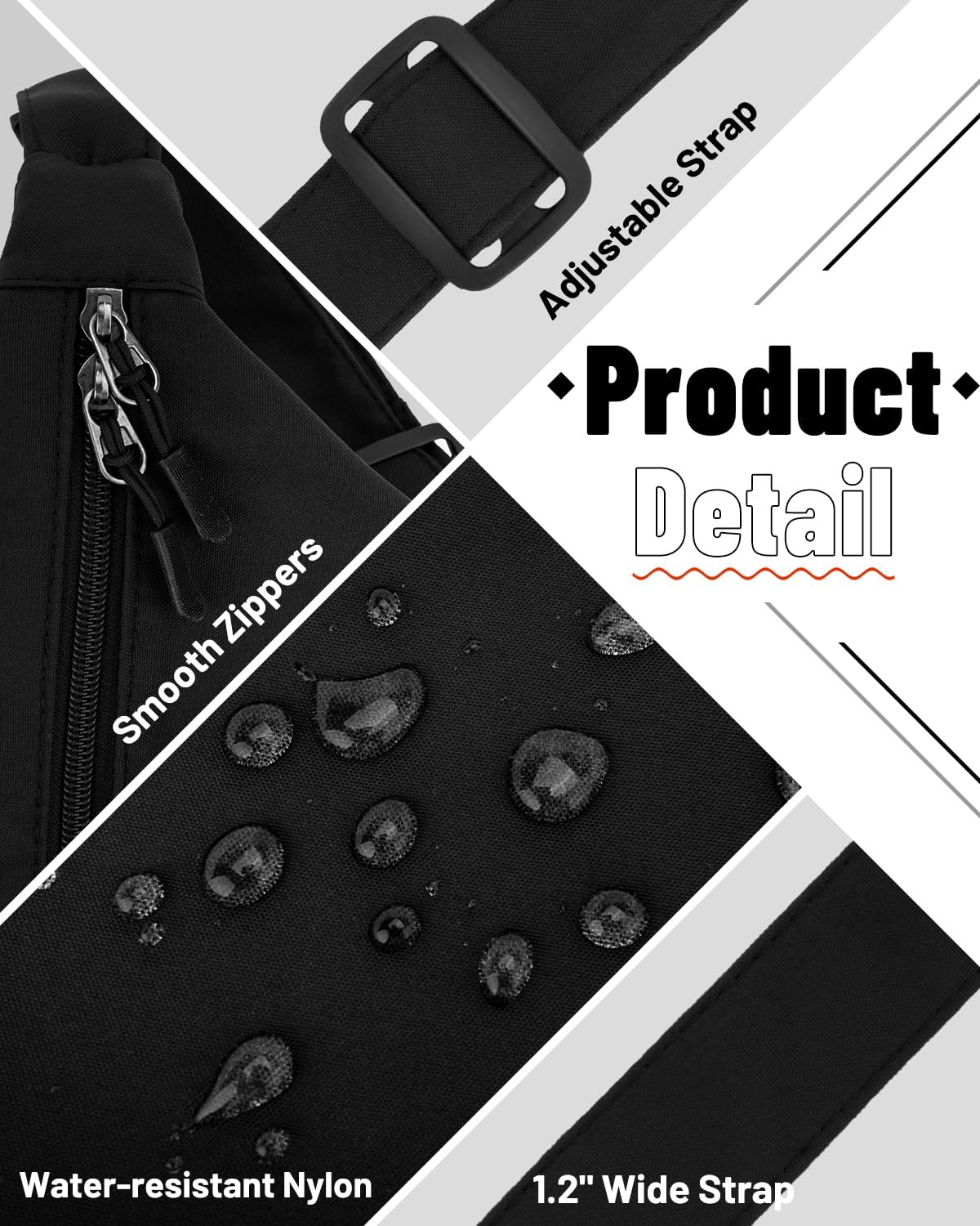 Crossbody Sling Bag for Women Men Trendy, Crescent Bag with Adjustable Strap, 2 Zippers Lightweight