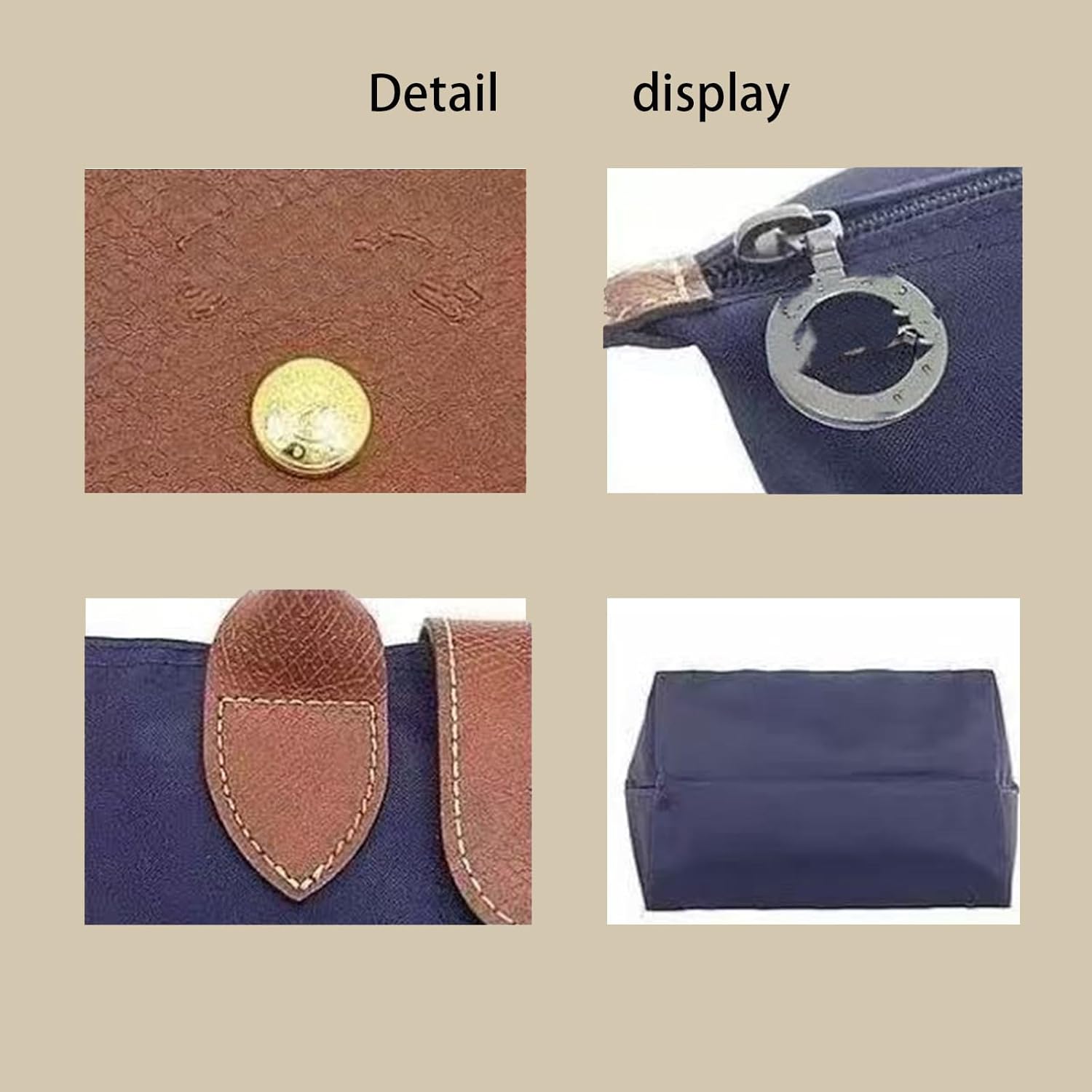 Women's Nylon Tote Bag, Large Capacity Waterproof Shoulder Bags, Spacious Handbag with Metal Zipper & Compartments