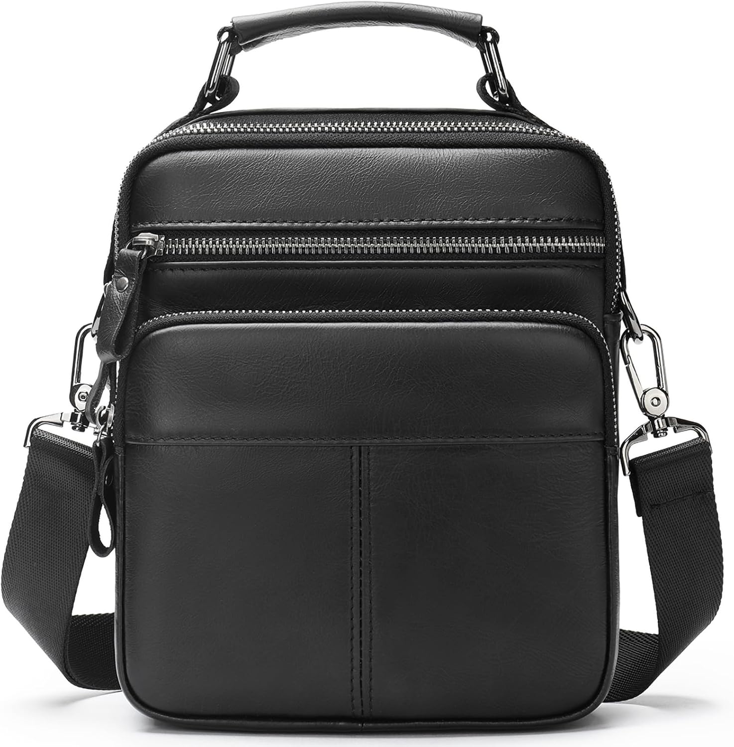 Man Purses and Bags Small, Mini Genuine Leather Messenger and Shoulder Bag for Men with lots of Zipper Pockets | Small, Mini, for Men