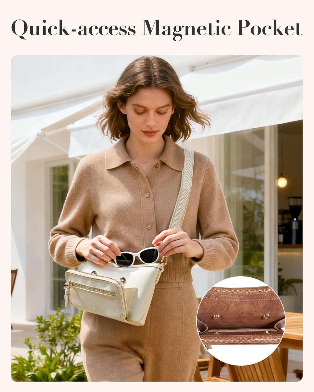 Cross Body Purse, Leather Medium Crossbody Bags for Women Travel Purse, Shoulder Handbag with RFID Blocking Slots