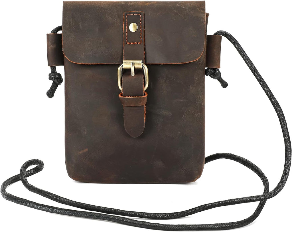 Man Purses and Bags Small, Mini Genuine Leather Messenger and Shoulder Bag for Men with lots of Zipper Pockets | Small, Mini, for Men