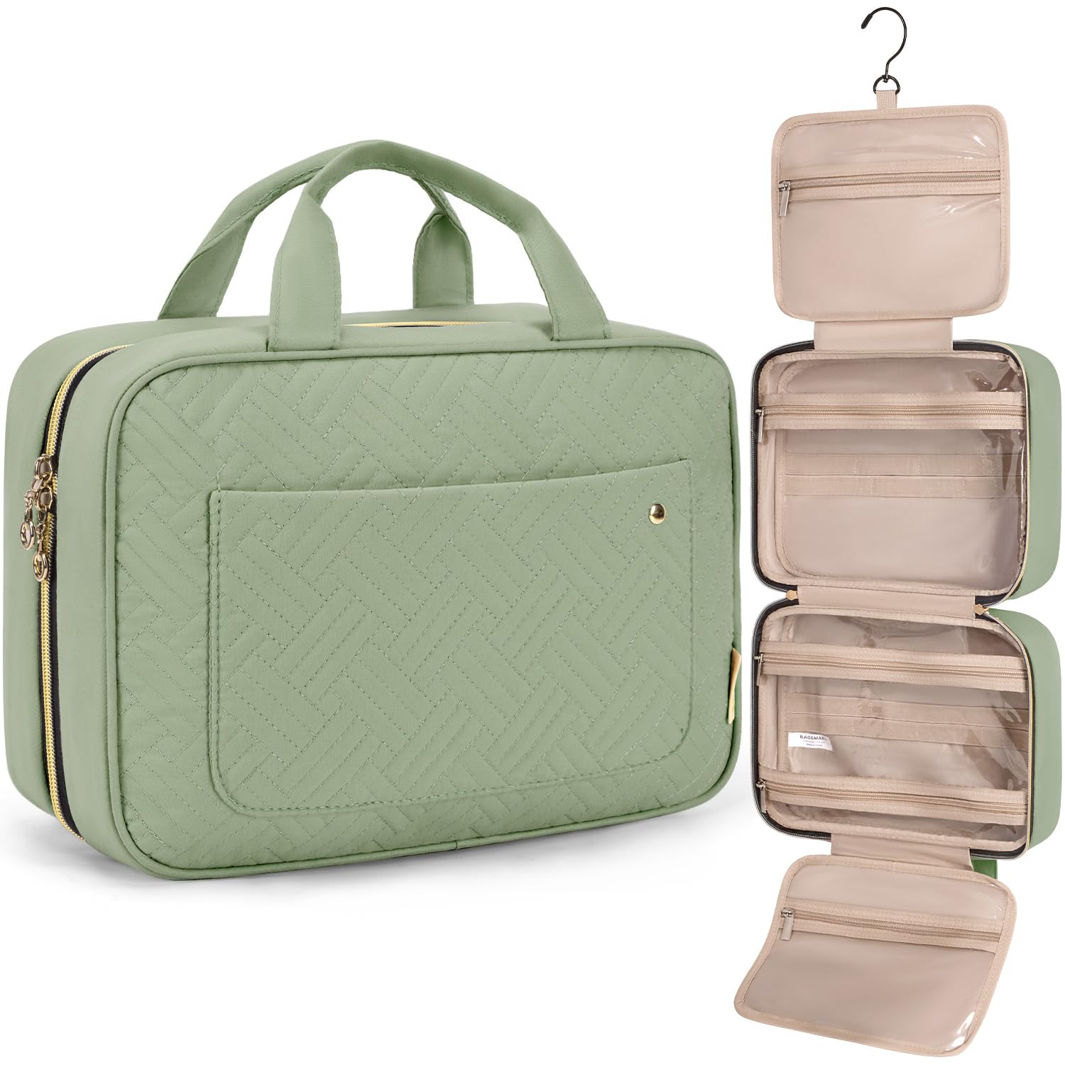 Toiletry Bag Travel Bag with Hanging Hook, Water-resistant Makeup Cosmetic Bag Travel Organizer for Accessories, Shampoo, Full-size Container, Toiletries