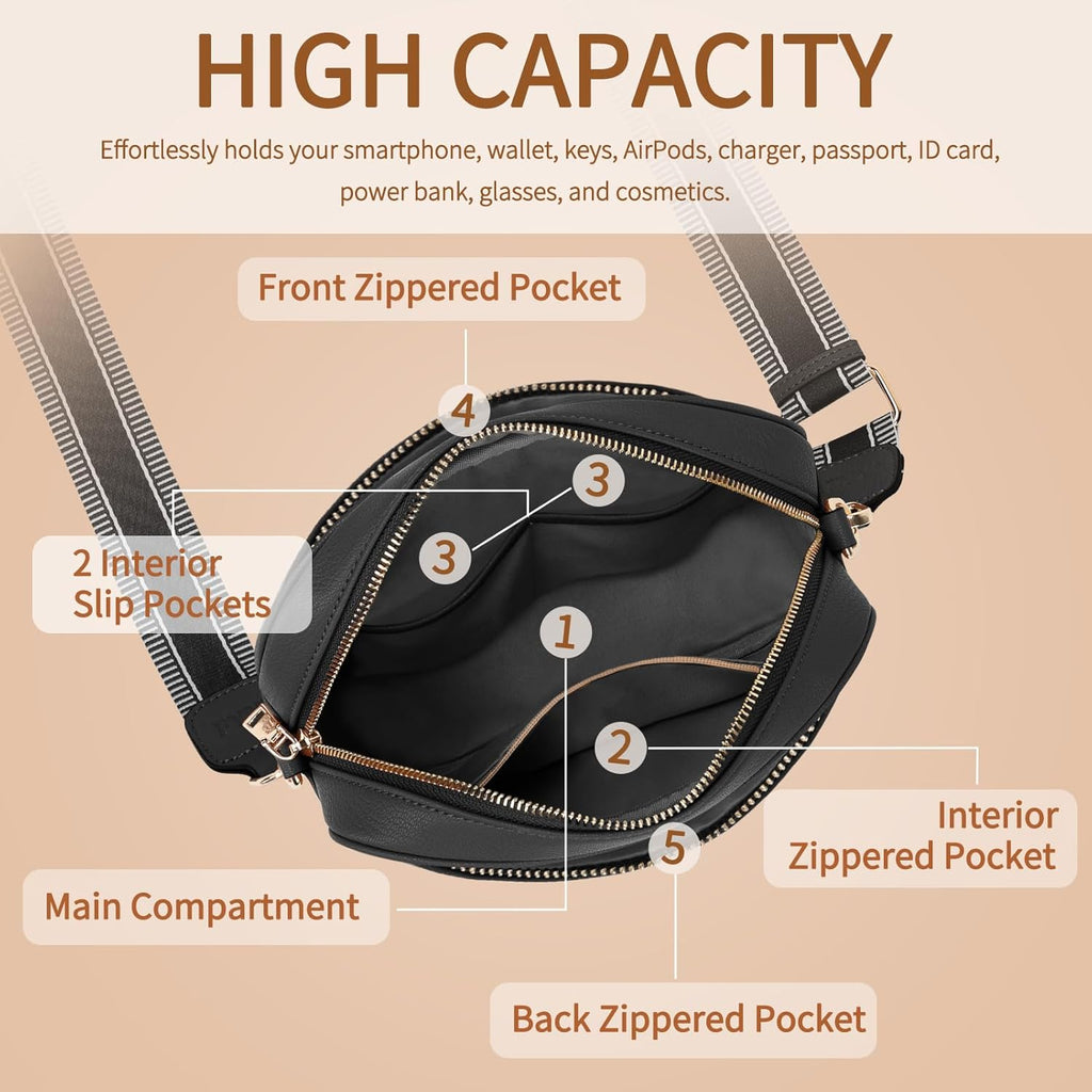Small Crossbody Bags for Women Quilted Vegan Leather Crossbody Purses for Women Travel with Adjustable Shoulder Strap